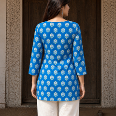 Skyline Bloom Square-Neck Cotton Floral Top