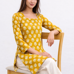 Sunbeam Bloom Square-Neck Cotton Floral Top