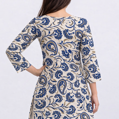 Azure Bloom Square-Neck Cotton Floral Top