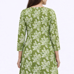 Verdant Bloom Square-Neck Cotton Floral Top