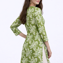 Verdant Bloom Square-Neck Cotton Floral Top