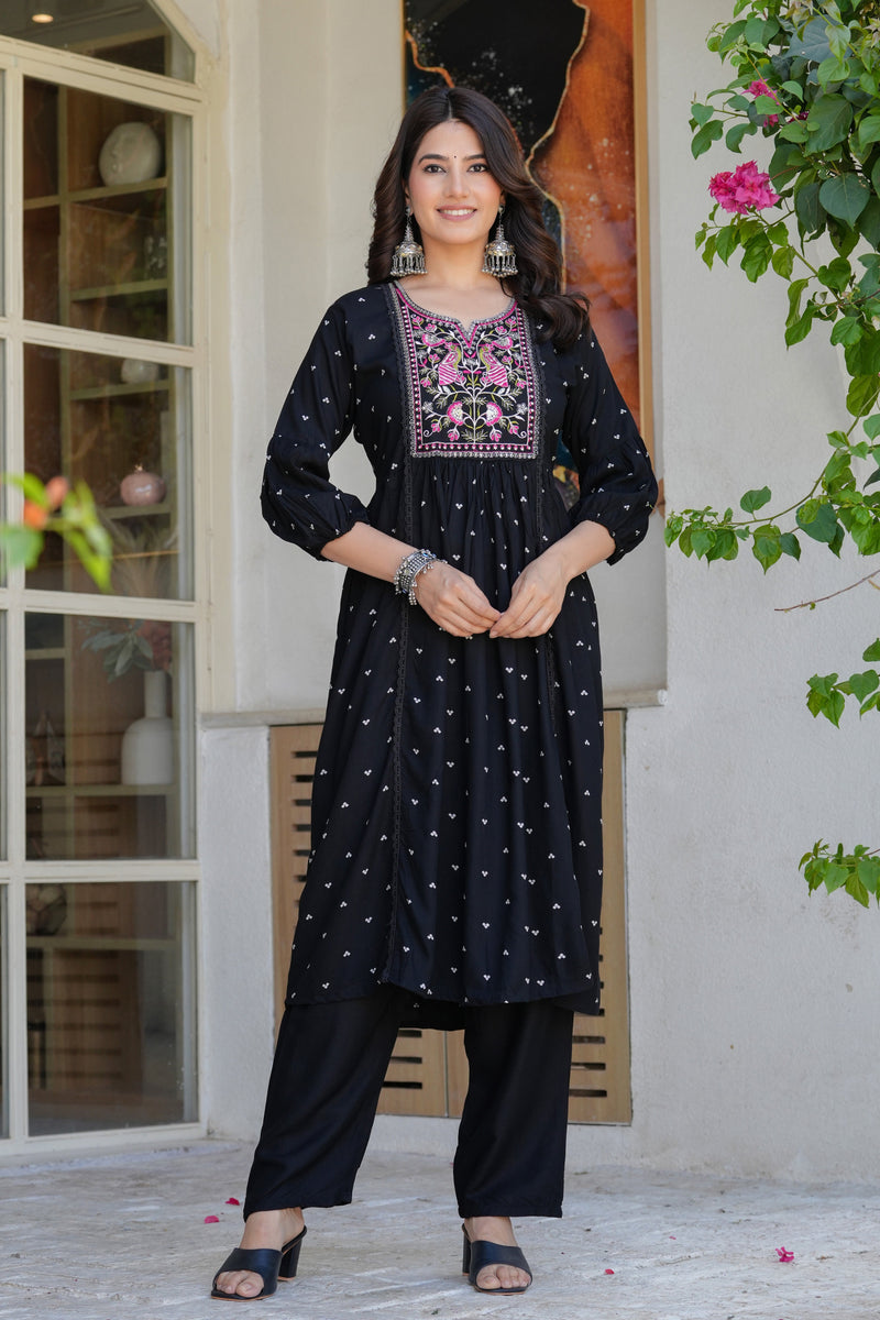 Noir Heritage Embroidered Cotton Kurta Pant Set with Dupatta