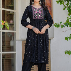 Noir Heritage Embroidered Cotton Kurta Pant Set with Dupatta