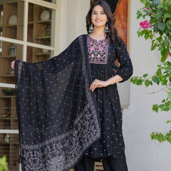 Noir Heritage Embroidered Cotton Kurta Pant Set with Dupatta