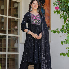 Noir Heritage Embroidered Cotton Kurta Pant Set with Dupatta
