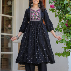 Noir Heritage Embroidered Cotton Kurta Pant Set with Dupatta