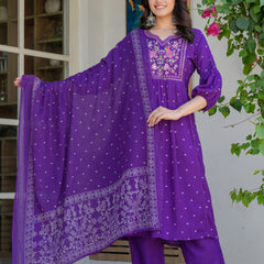 Chikankari Embroidered Kurta Palazzo Set with Dupatta