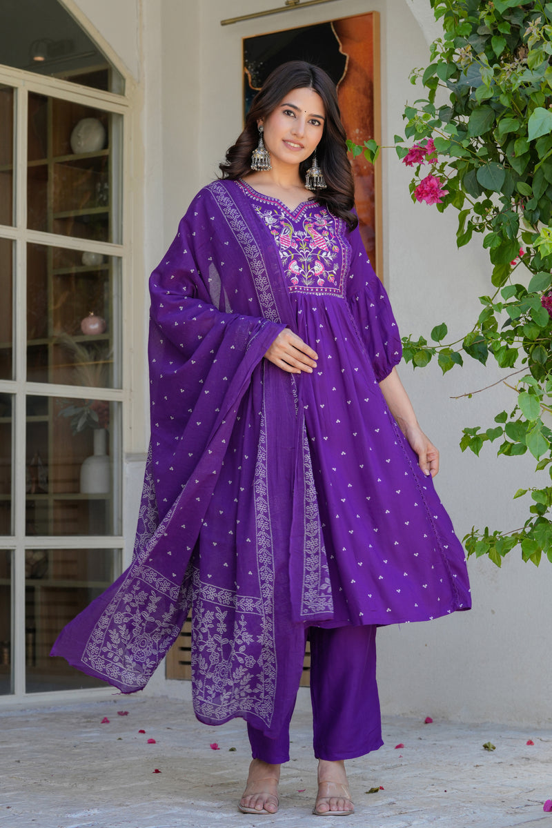 Chikankari Embroidered Kurta Palazzo Set with Dupatta