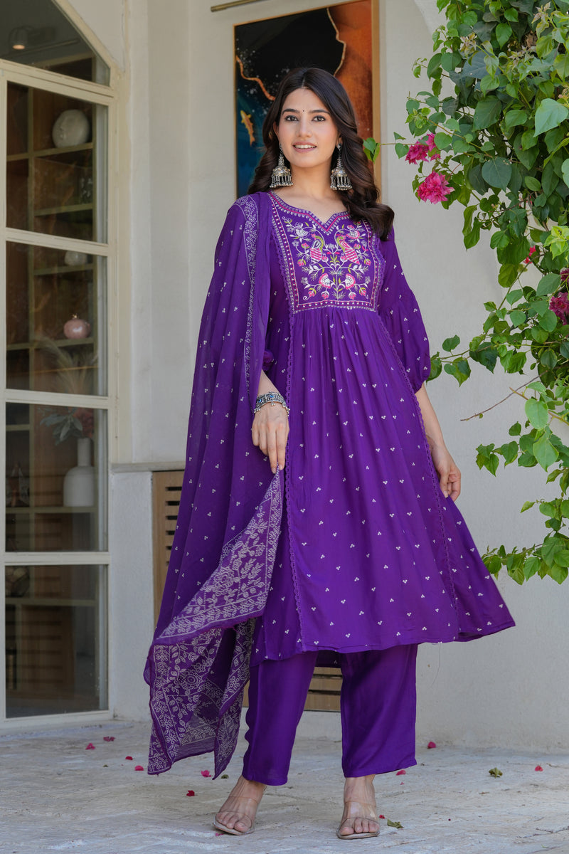Chikankari Embroidered Kurta Palazzo Set with Dupatta