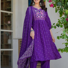 Chikankari Embroidered Kurta Palazzo Set with Dupatta