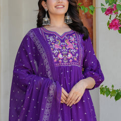 Chikankari Embroidered Kurta Palazzo Set with Dupatta