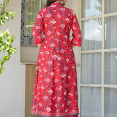 Red Heritage Floral Kurta & Pant Set