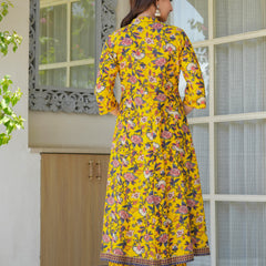 Sunshine Bloom Embroidered & Printed Cotton Kurta Palazzo Set with Dupatta