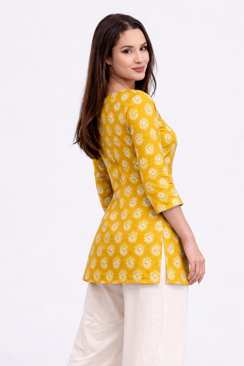Sunbeam Bloom Square-Neck Cotton Floral Top