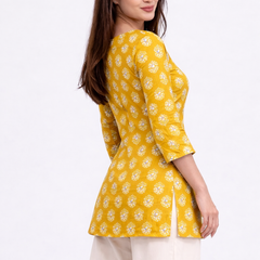 Sunbeam Bloom Square-Neck Cotton Floral Top