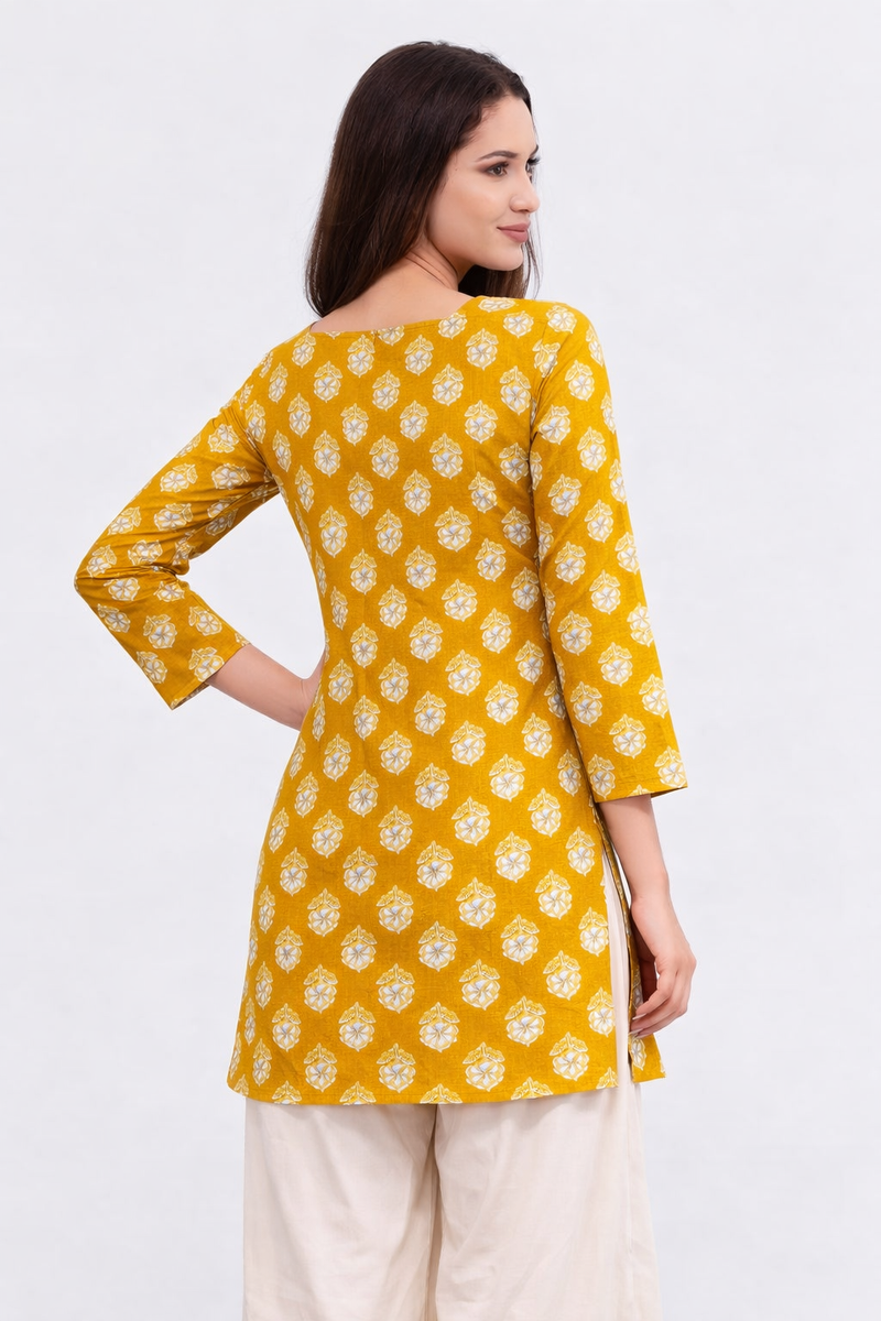 Sunbeam Bloom Square-Neck Cotton Floral Top