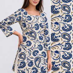 Azure Bloom Square-Neck Cotton Floral Top