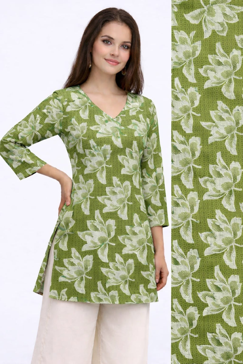 Verdant Bloom Square-Neck Cotton Floral Top