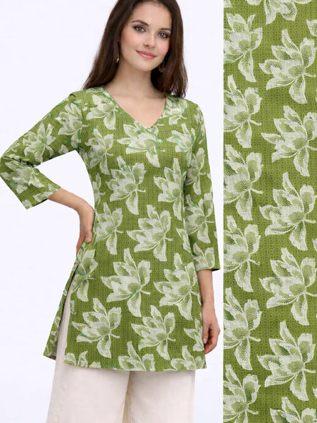 Verdant Bloom Square-Neck Cotton Floral Top