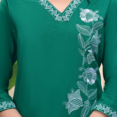 Elegant Green Embroidered Kurta Set for Women