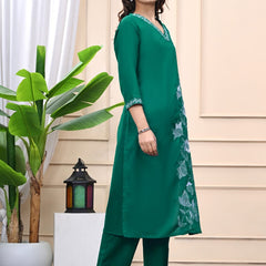 Elegant Green Embroidered Kurta Set for Women