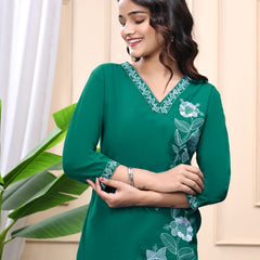 Elegant Green Embroidered Kurta Set for Women