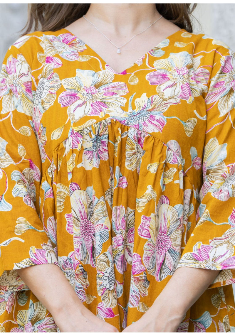 Women’s Floral Print Flared Top – Comfortable Peplum Style