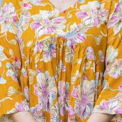 Women’s Floral Print Flared Top – Comfortable Peplum Style