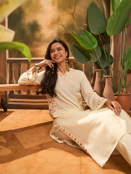 Ivory Embroidered Co-ord Set