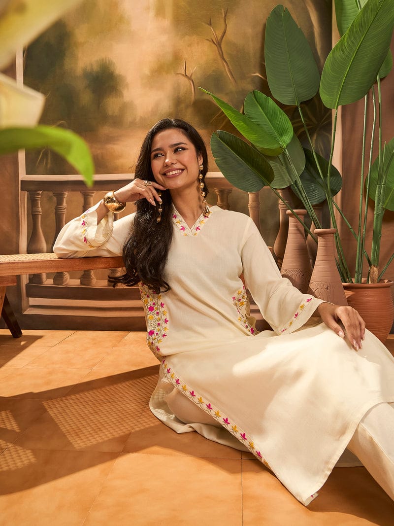 Ivory Embroidered Co-ord Set