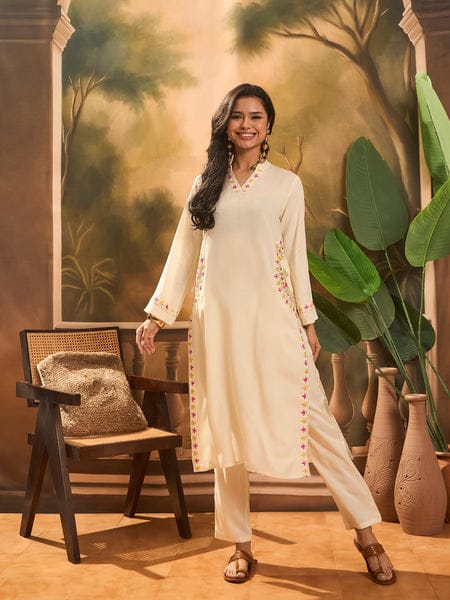 Ivory Embroidered Co-ord Set