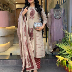 Straight  Kurta 3 Pcs Set With New Style in Print