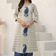 Straight  Kurta 3 Pcs Set With New Style in Print