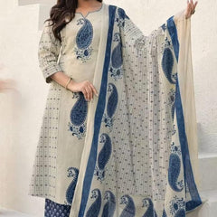 Straight  Kurta 3 Pcs Set With New Style in Print