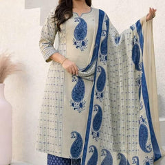 Straight  Kurta 3 Pcs Set With New Style in Print
