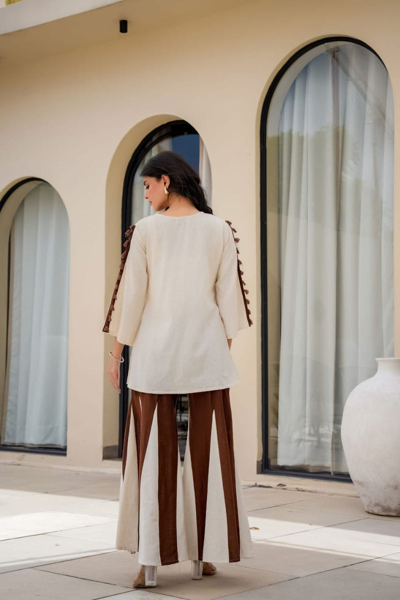 Embroidered Top With Kali Pants - EMBROIDERY WORK   detailing co-ord