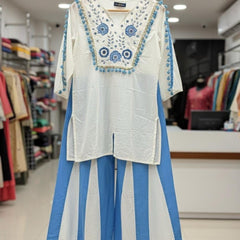 Embroidered Top With Kali Pants - EMBROIDERY WORK   detailing co-ord