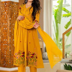 Premium Pure Cotton Suit Set, Flaired Anarkali Kurta