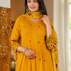 Premium Pure Cotton Suit Set, Flaired Anarkali Kurta